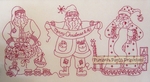 Santa Portrait Trio, Redwork